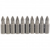 PZ Type Insert Bit, 1/4 Hex, 25mm Long, No.1 (Pack of 10)