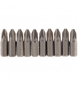 PZ Type Insert Bit, 1/4 Hex, 25mm Long, No.2 (Pack of 10)