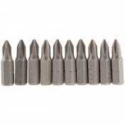 Cross Slot Insert Bit, 1/4 Hex, 25mm Long, No.1 (Pack of 10)