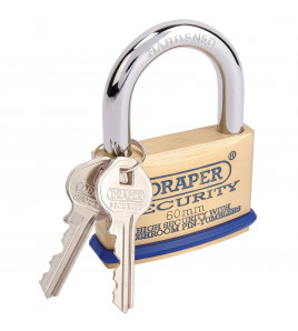 Solid Brass Padlock and 2 Keys with Mushroom Pin Tumblers Hardened Steel Shackle and Bumper, 60mm