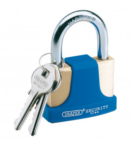 Solid Brass Padlock and 2 Keys with Hardened Steel Shackle and Bumper, 52mm