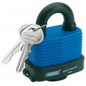 Laminated Steel Padlock and 2 Keys with Hardened Steel Shackle and Bumper, 54mm