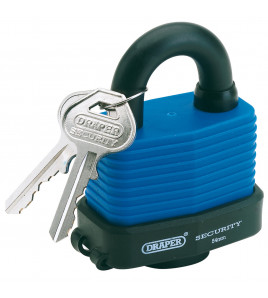 Laminated Steel Padlock and 2 Keys with Hardened Steel Shackle and Bumper, 54mm