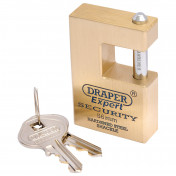 Draper Expert Close Shackle Solid Brass Padlock with Hardened Steel Shackle, 2 Keys, 56mm