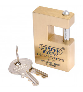 Draper Expert Close Shackle Solid Brass Padlock with Hardened Steel Shackle, 2 Keys, 56mm