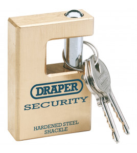 Draper Expert Close Shackle Solid Brass Padlock with Hardened Steel Shackle, 2 Keys, 63mm