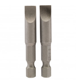 Plain Slot Insert Bit, 8mm, 1/4 Hex, 50mm Long (Pack of 2)