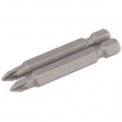 PZ Type Insert Bit, 1/4 Hex, 50mm Long, No.1 (Pack of 2)