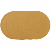 Gold Sanding Discs with Hook & Loop, 150mm, 240 Grit, 6 Dust Extraction Holes (Pack of 10)