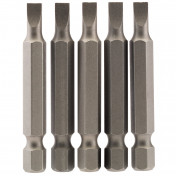 Plain Slot Insert Bit, 4.5mm, 1/4 Hex, 50mm Long (Pack of 5)