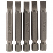 Plain Slot Insert Bit, 6mm, 1/4 Hex, 50mm Long (Pack of 5)