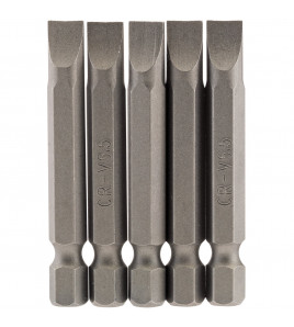 Plain Slot Insert Bit, 6.5mm, 1/4 Hex, 50mm Long (Pack of 5)