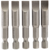 Plain Slot Insert Bit, 8mm, 1/4 Hex, 50mm Long (Pack of 5)