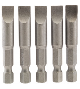 Plain Slot Insert Bit, 8mm, 1/4 Hex, 50mm Long (Pack of 5)