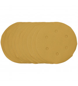 Gold Sanding Discs with Hook & Loop, 150mm, 400 Grit, 6 Dust Extraction Holes (Pack of 10)
