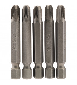 PZ Type Insert Bit, 1/4 Hex, 50mm Long, No.3 (Pack of 5)