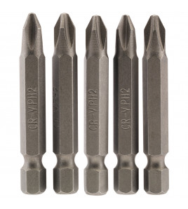 Cross Slot Insert Bit, 1/4 Hex, 50mm Long, No.2 (Pack of 5)