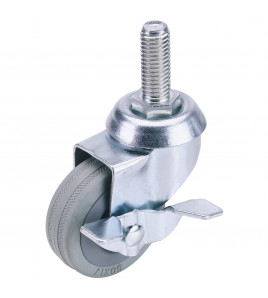 Swivel Bolt Fixing Rubber Castor with Brake, 50mm Diameter, S.W.L. 50kg