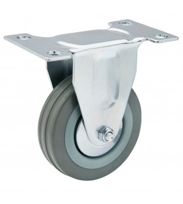 Fixed Plate Fixing Rubber Castor, 75mm Diameter, S.W.L. 70kg