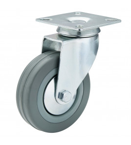 Swivel Plate Fixing Rubber Castor, 100mm Diameter, S.W.L. 80kg