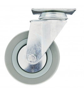 Swivel Plate Fixing Rubber Castor, 100mm Diameter, S.W.L. 80kg