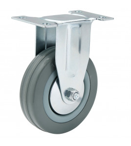 Fixed Plate Fixing Rubber Castor, 100mm Diameter, S.W.L. 80kg