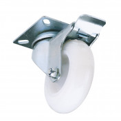 Swivel Plate Fixing Nylon Wheel with Brake, 75mm Diameter, S.W.L. 70kg