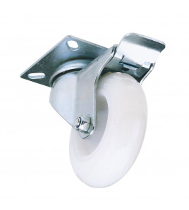Swivel Plate Fixing Nylon Wheel with Brake, 75mm Diameter, S.W.L. 70kg