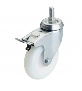 Swivel Bolt Fixing Nylon Wheel with Brake, 100mm Diameter, S.W.L. 125kg