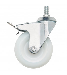 Swivel Bolt Fixing Nylon Wheel with Brake, 100mm Diameter, S.W.L. 125kg
