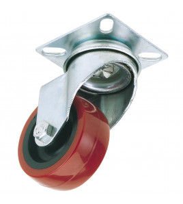 Polyurethane Wheeled Swivel Plate Fixing Castor, 75mm Diameter, S.W.L. 70kg