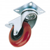 Swivel Plate Fixing Polyurethane Wheel with Brake, 75mm Diameter, S.W.L. 70kg