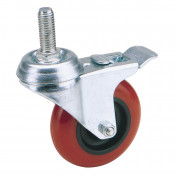 Swivel Bolt Fixing Polyurethane Wheel with Brake, 75mm Diameter, S.W.L. 70kg