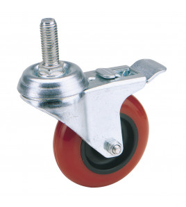 Swivel Bolt Fixing Polyurethane Wheel with Brake, 75mm Diameter, S.W.L. 70kg