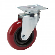 Polyurethane Wheeled Swivel Plate Castor, 100mm Diameter, S.W.L. 125kg