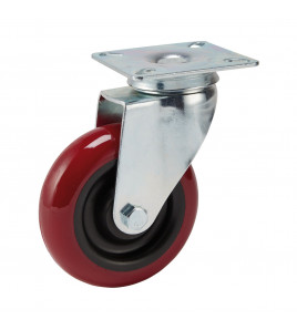 Polyurethane Wheeled Swivel Plate Castor, 100mm Diameter, S.W.L. 125kg