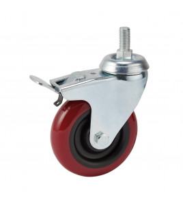 Swivel Bolt Fixing Polyurethane Wheel with Brake, 100mm Diameter, S.W.L. 125kg