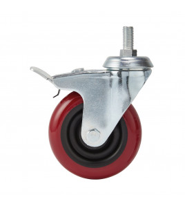 Swivel Bolt Fixing Polyurethane Wheel with Brake, 100mm Diameter, S.W.L. 125kg