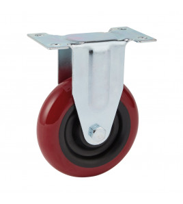 Fixed Plate Fixing Polyurethane Wheel, 100mm Diameter, S.W.L. 125kg