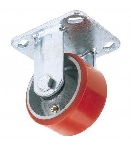 Fixed Plate Fixing Heavy Duty Polyurethane Wheel, 100mm Diameter, S.W.L. 250kg