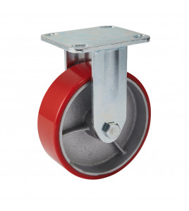 Fixed Plate Fixing Heavy Duty Polyurethane Wheel, 160mm Diameter, S.W.L. 400kg