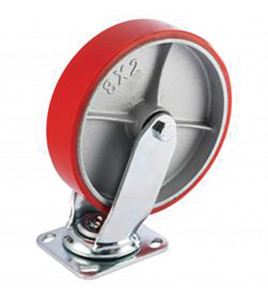 Swivel Plate Fixing Heavy Duty Polyurethane Wheel, 200mm Diameter, S.W.L. 500kg