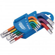 Metric Coloured Short Arm Hex. Key Set (9 Piece)