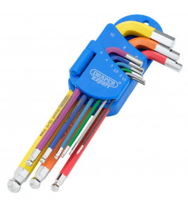 Draper Expert Metric Hex. and Ball End Key Set, Colour Coded (9 Piece)