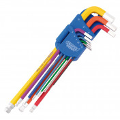 Draper Expert Metric Extra Long Hex. and Ball End Key Set, Colour Coded (9 Piece)