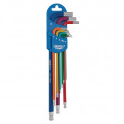 Draper Expert Metric Extra Long Hex. and Ball End Key Set, Colour Coded (9 Piece)