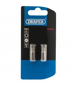 Draper TX-STAR® Insert Bit, 1/4 Hex, 25mm Long, T27 (Pack of 2)