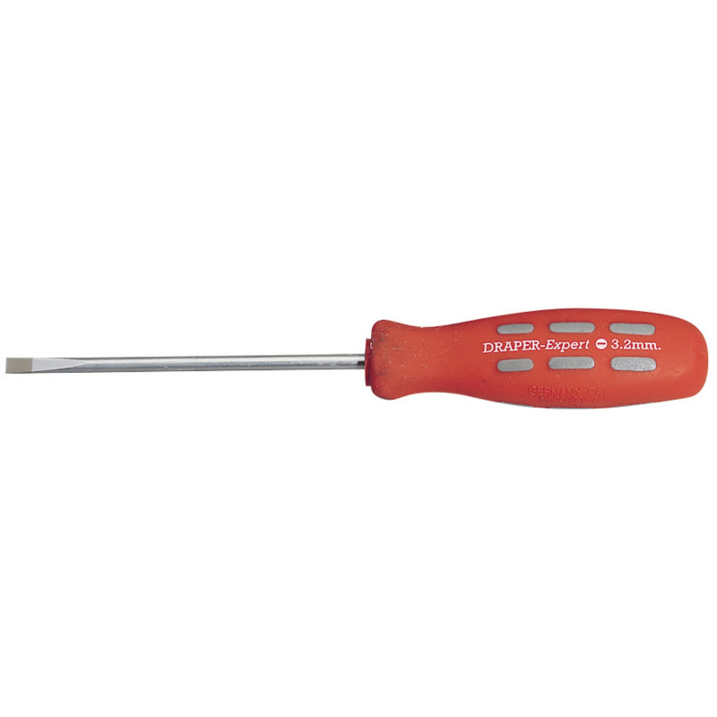 Draper Expert Plain Slot Parallel Tip Mechanics Screwdriver, 100 x 3.2mm (Sold Loose)