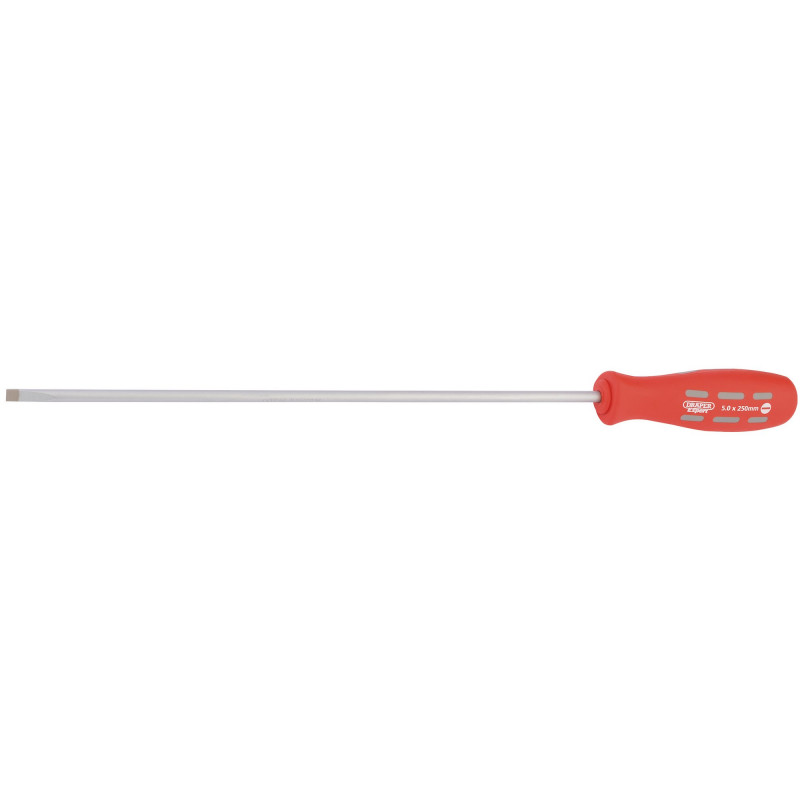 Draper Expert Plain Slot Parallel Tip Long Reach Mechanics Screwdriver, 250 x 5.0mm (Sold Loose) - Discontinued