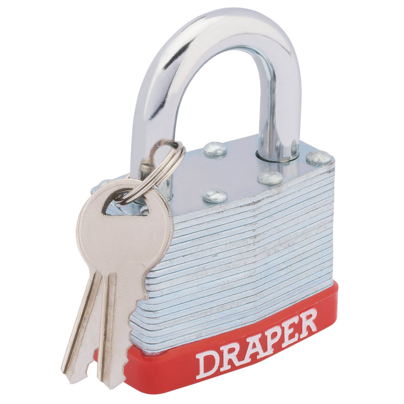 Draper Redline® Laminated Steel Padlock, 50 x 30mm - Discontinued